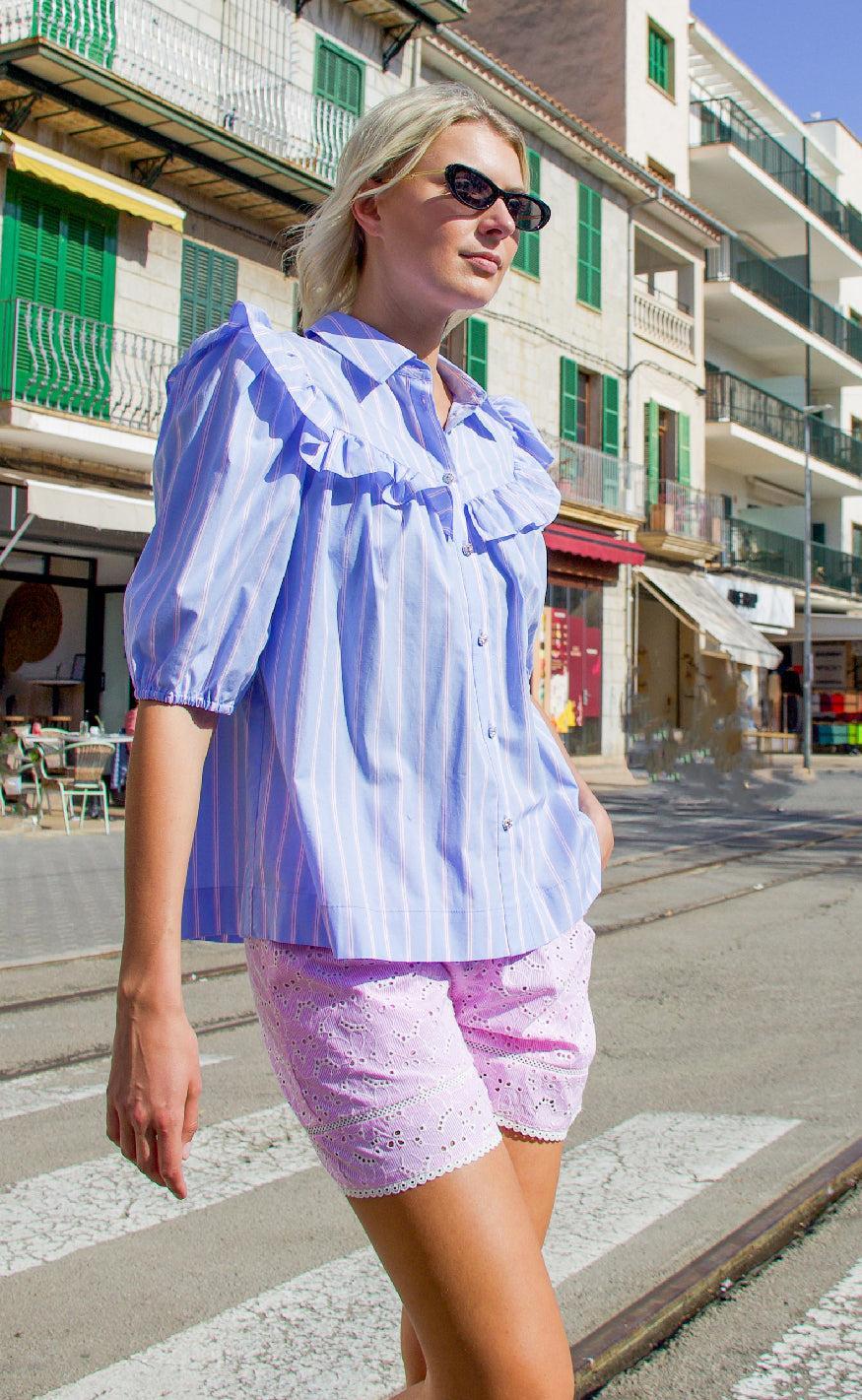 Cras Bluse - Ellen - Blue Pink Stripe