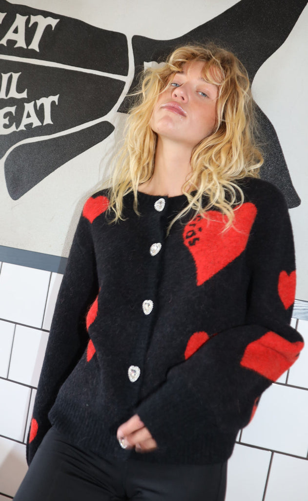 Cras Cardigan - Hearts - Black Hearts