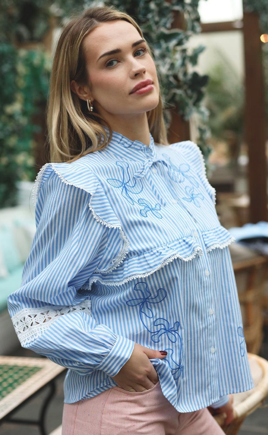 Cras Skjorte - Cody - White Blue Stripe