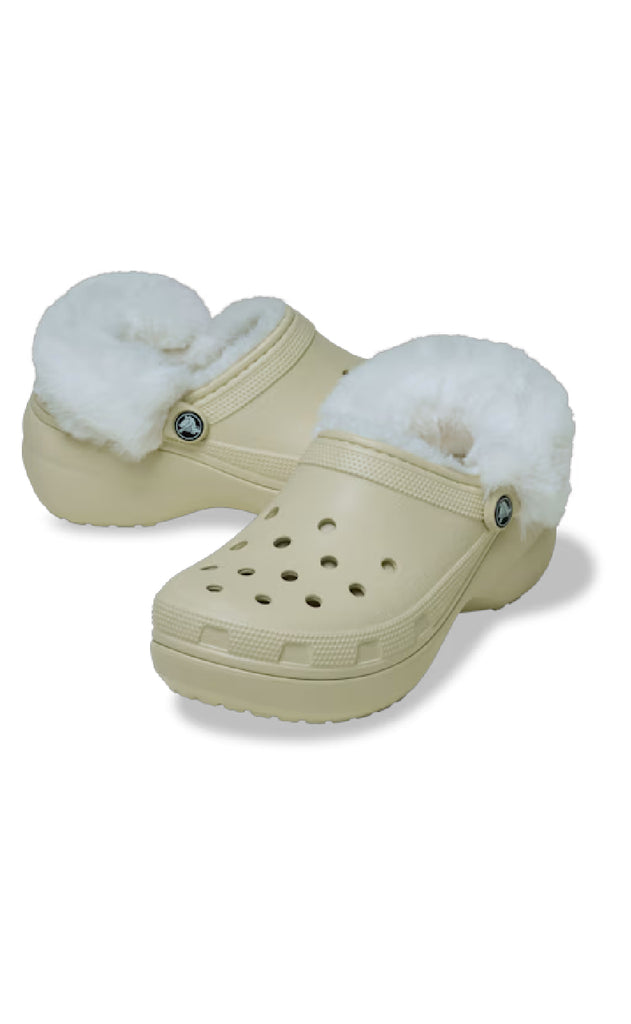 Crocs Træsko - Classic Platform Fuzz Lined - Bone