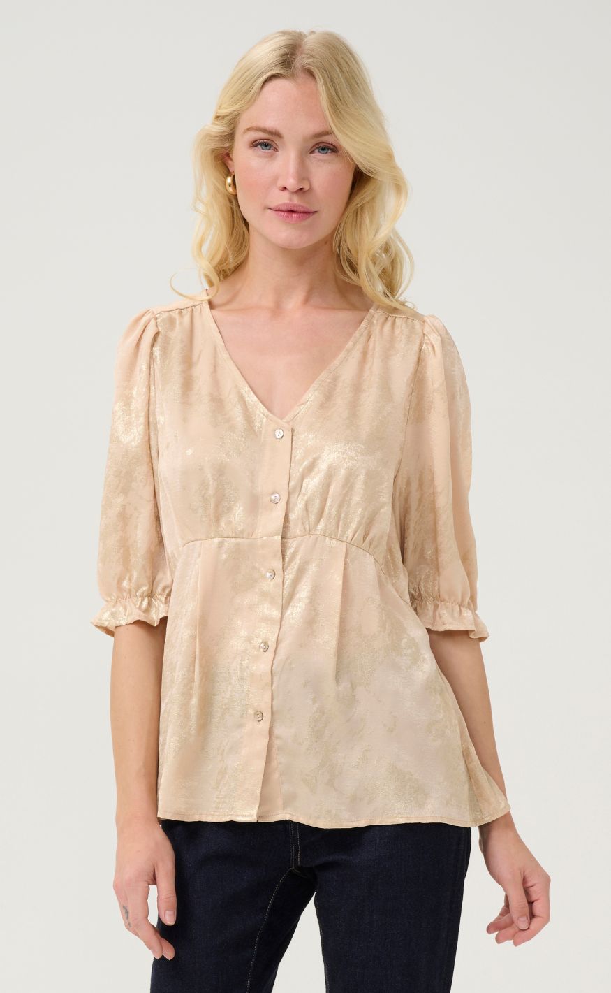 Culture Bluse - Casy - Beige/Gold Art