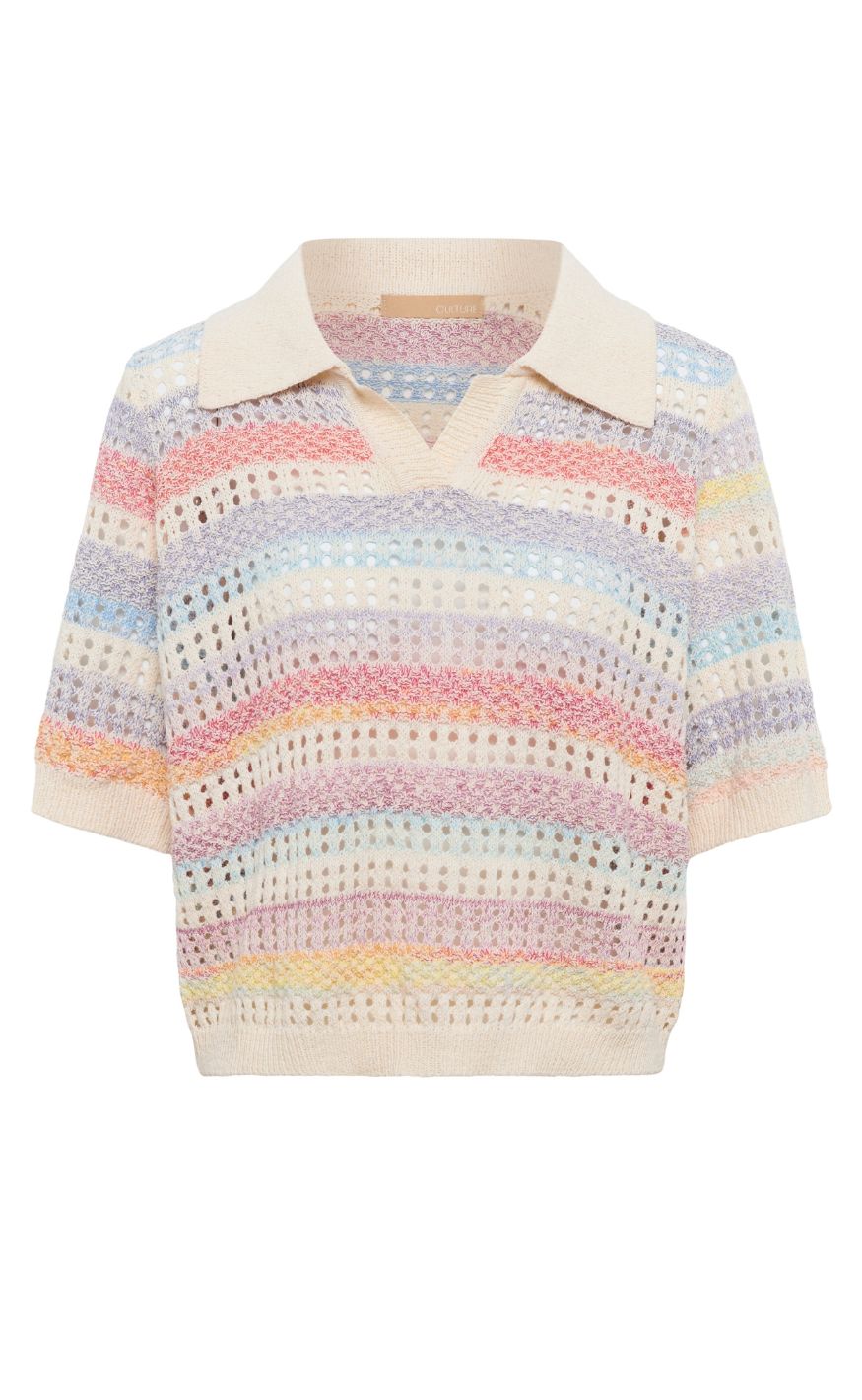 Culture Bluse - Juana Polo - Multi Stripe