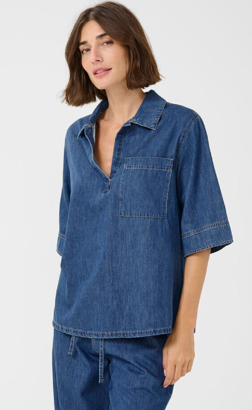 Culture Bluse - Pin Arpa - Dark Blue Wash