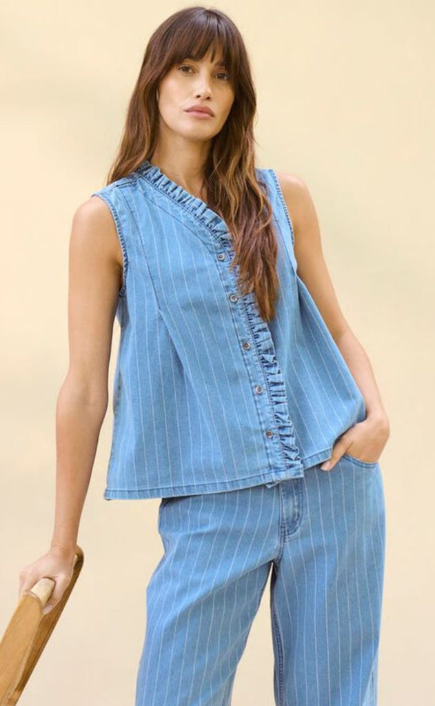 Culture Top - Renny - Light Blue Denim