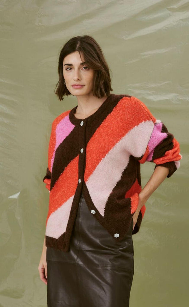 Culture Cardigan - Diga Kimmy - Brown/Pink Mix