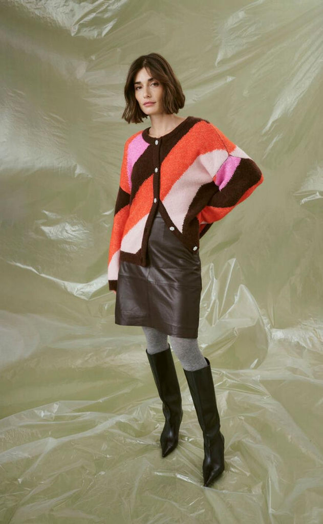 Culture Cardigan - Diga Kimmy - Brown/Pink Mix