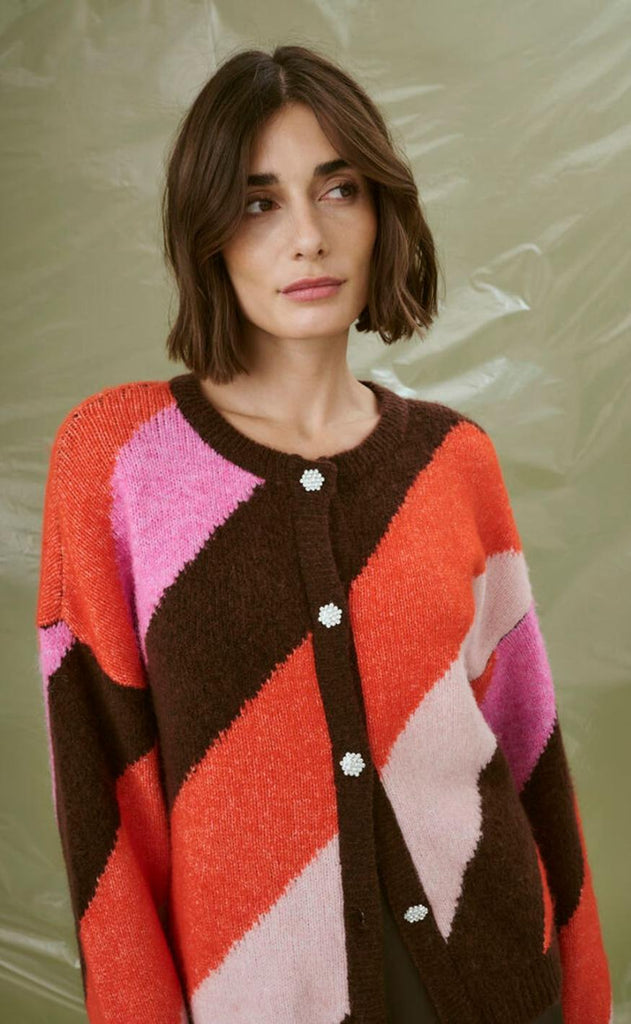 Culture Cardigan - Diga Kimmy - Brown/Pink Mix