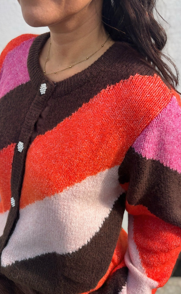 Culture Cardigan - Diga Kimmy - Brown/Pink Mix