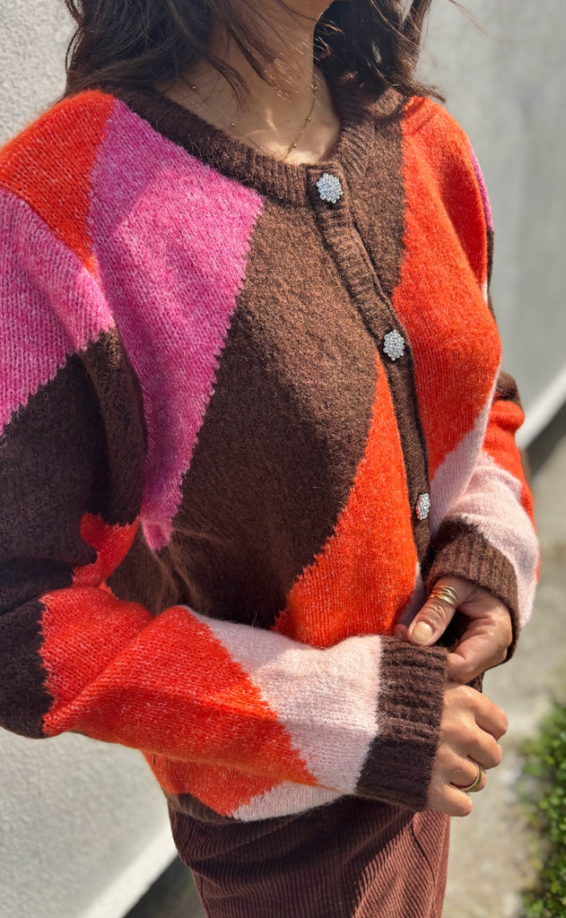 Culture Cardigan - Diga Kimmy - Brown/Pink Mix