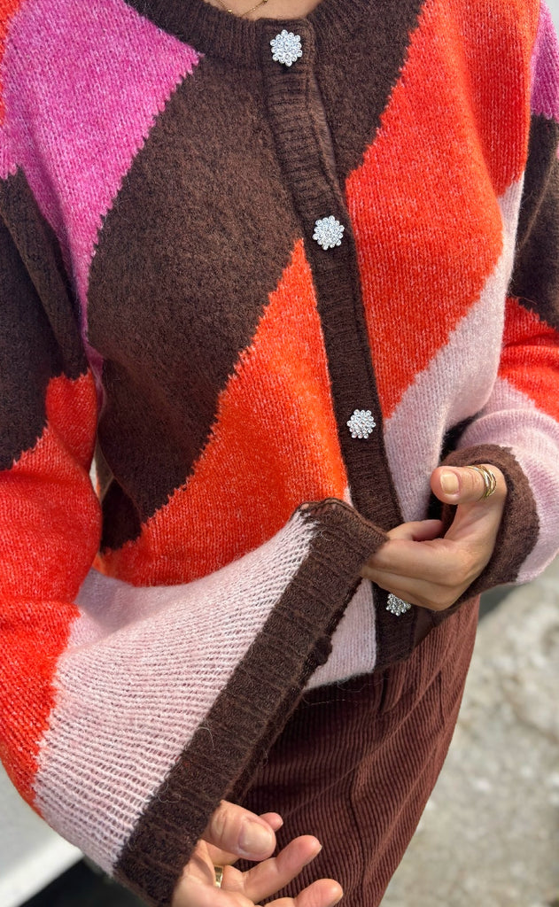 Culture Cardigan - Diga Kimmy - Brown/Pink Mix