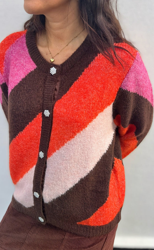 Culture Cardigan - Diga Kimmy - Brown/Pink Mix