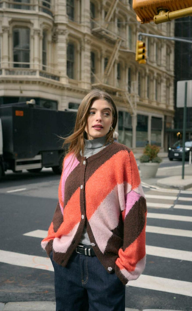 Culture Cardigan - Diga Kimmy - Brown/Pink Mix