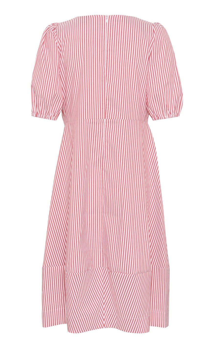 Culture Kjole - Abigail Puff - White/Red Stripe