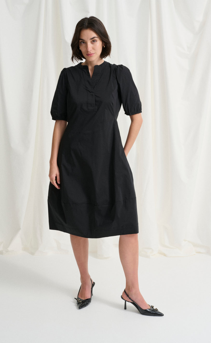 Culture Kjole - Antoinett SS Placket - Black