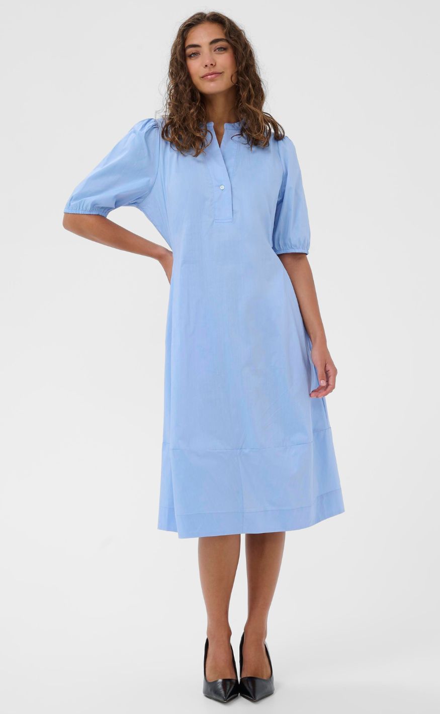 Culture Kjole - Antoinett SS Placket - Forever Blue