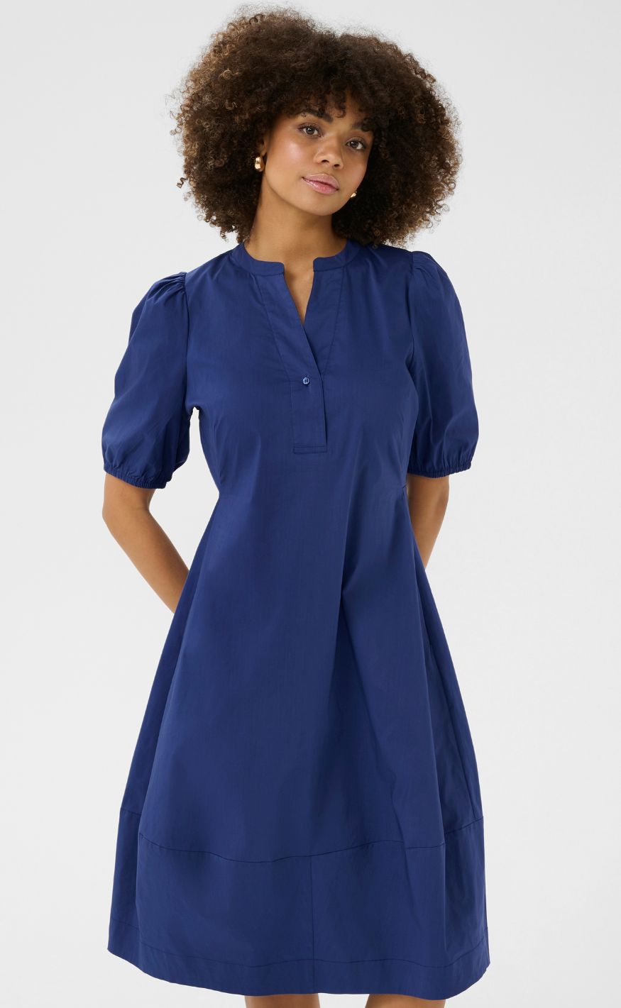 Culture Kjole - Antoinett SS Placket - Mazarine Blue