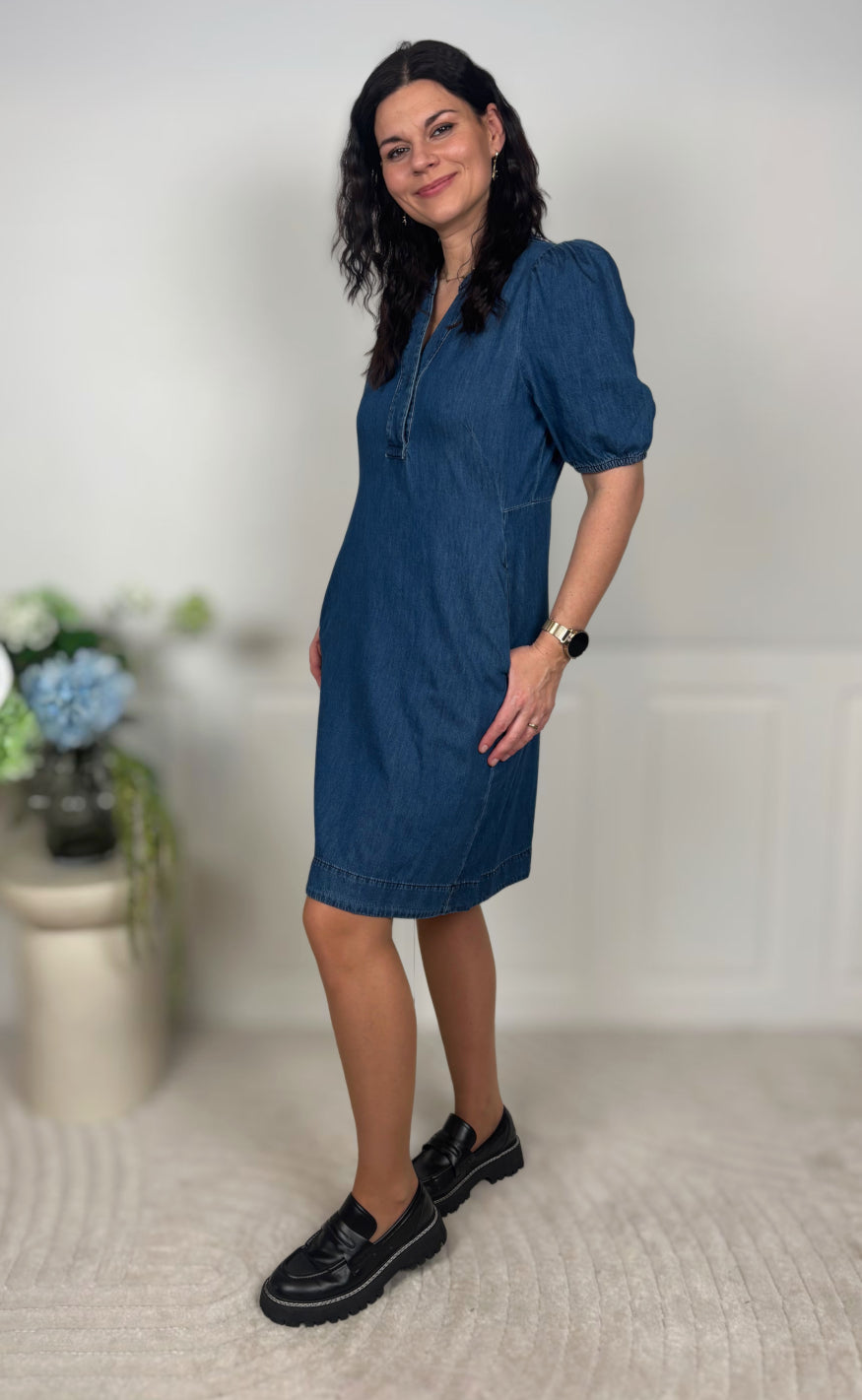 Culture Kjole - Berteline Arpa SS - Dark Blue Wash