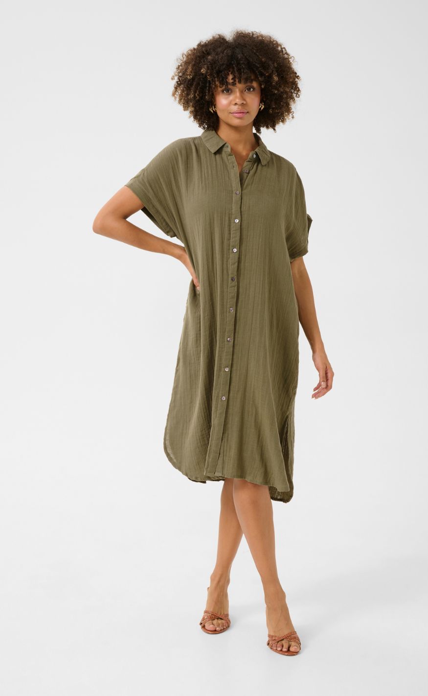 Culture Kjole - Elina Kaftan - Dusky Green