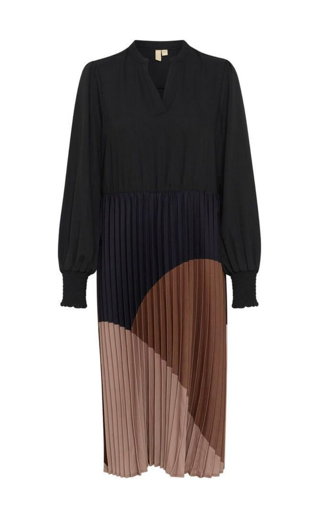 Culture Kjole - Mab Betty Colorblock - Black/ RainDrum/TimberWolf