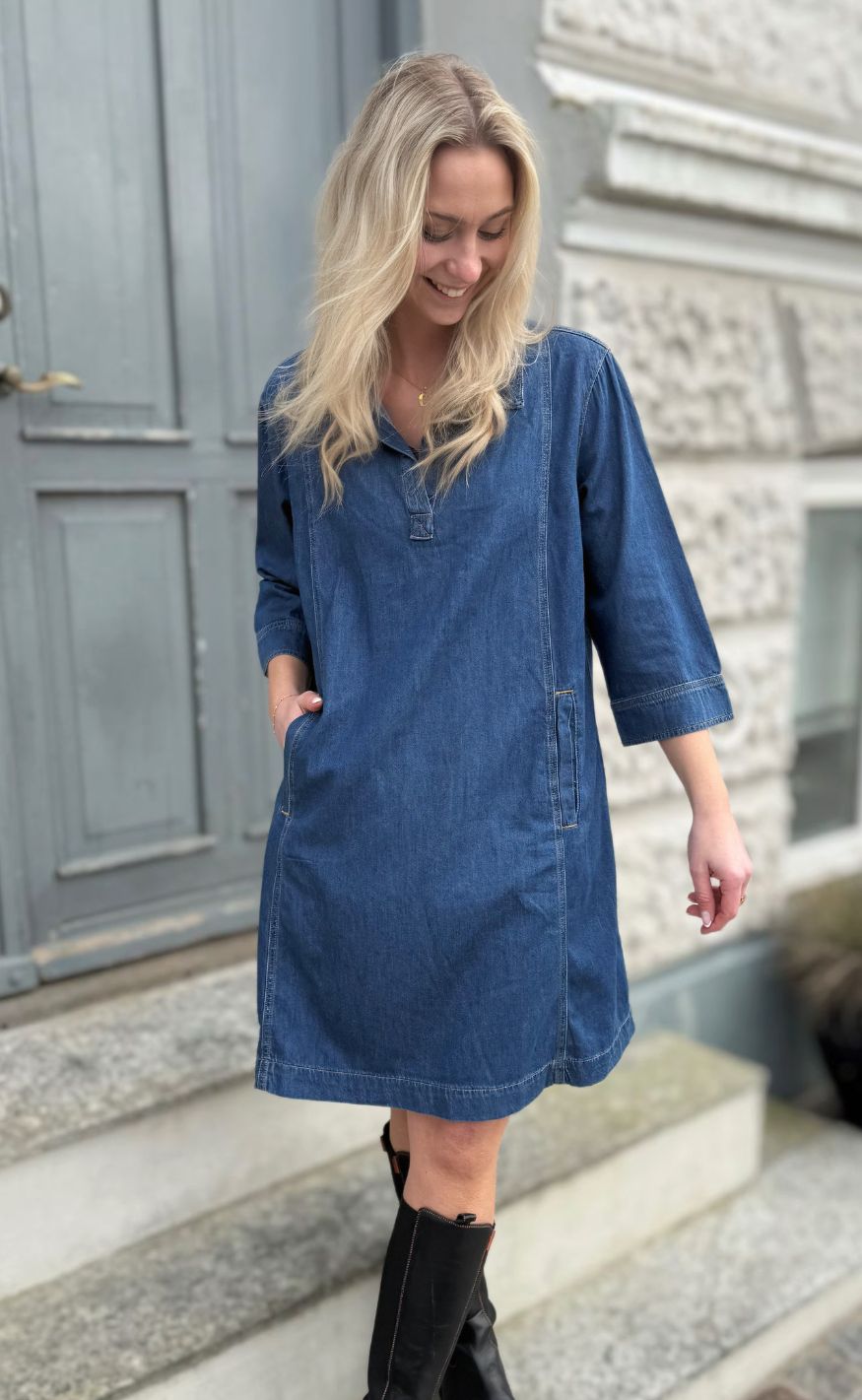 Culture Kjole - Pin Arpa - Dark Blue Wash