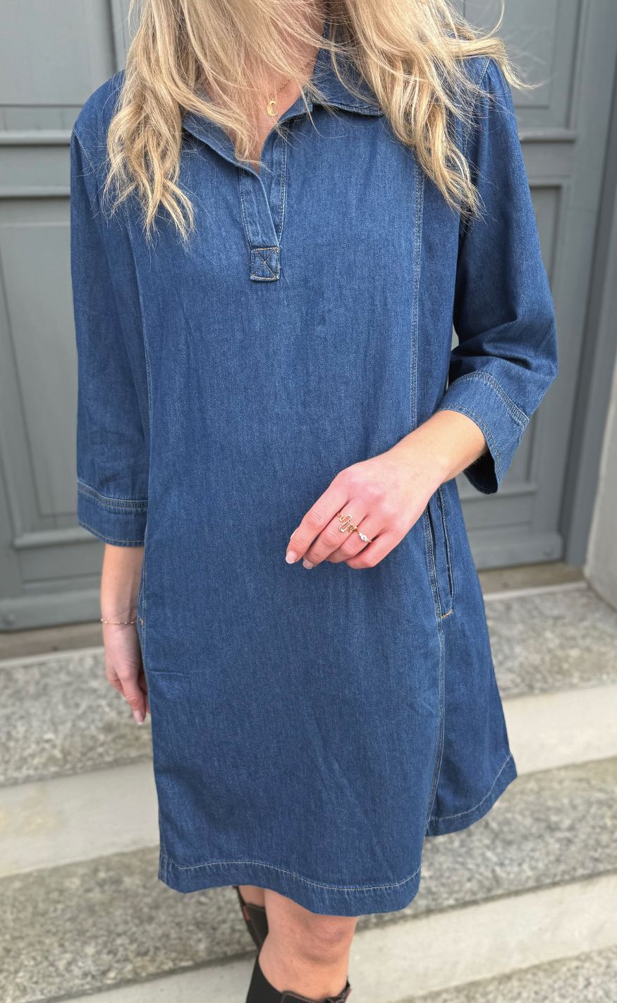 Culture Kjole - Pin Arpa - Dark Blue Wash