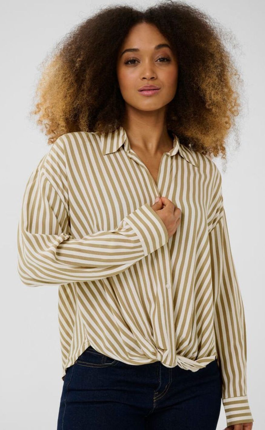 Culture Skjorte - Denia Knot - Dune/White Stripe