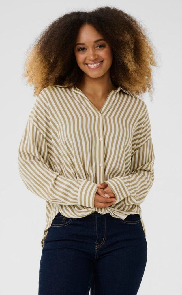 Culture Skjorte - Denia Knot - Dune/White Stripe