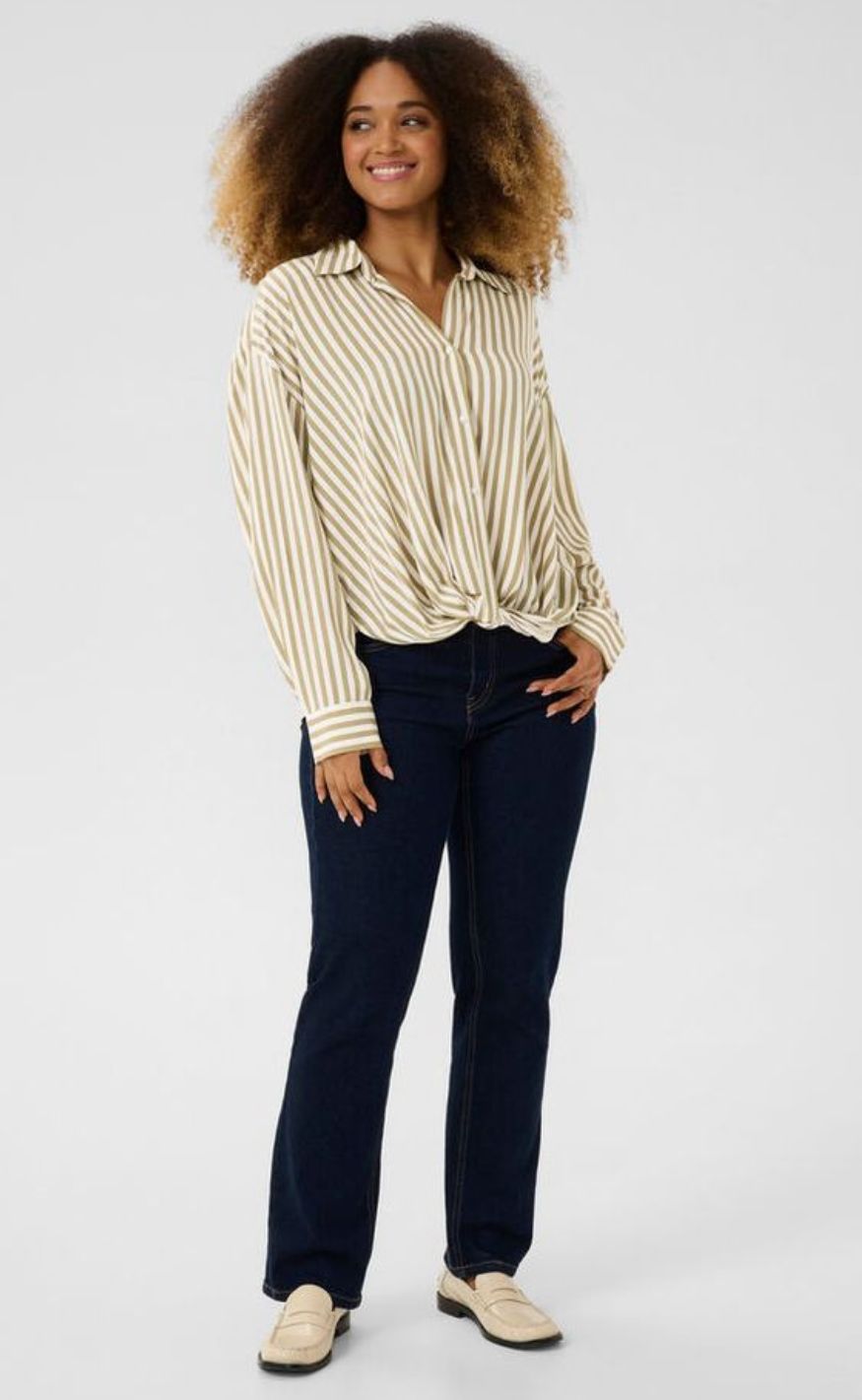 Culture Skjorte - Denia Knot - Dune/White Stripe