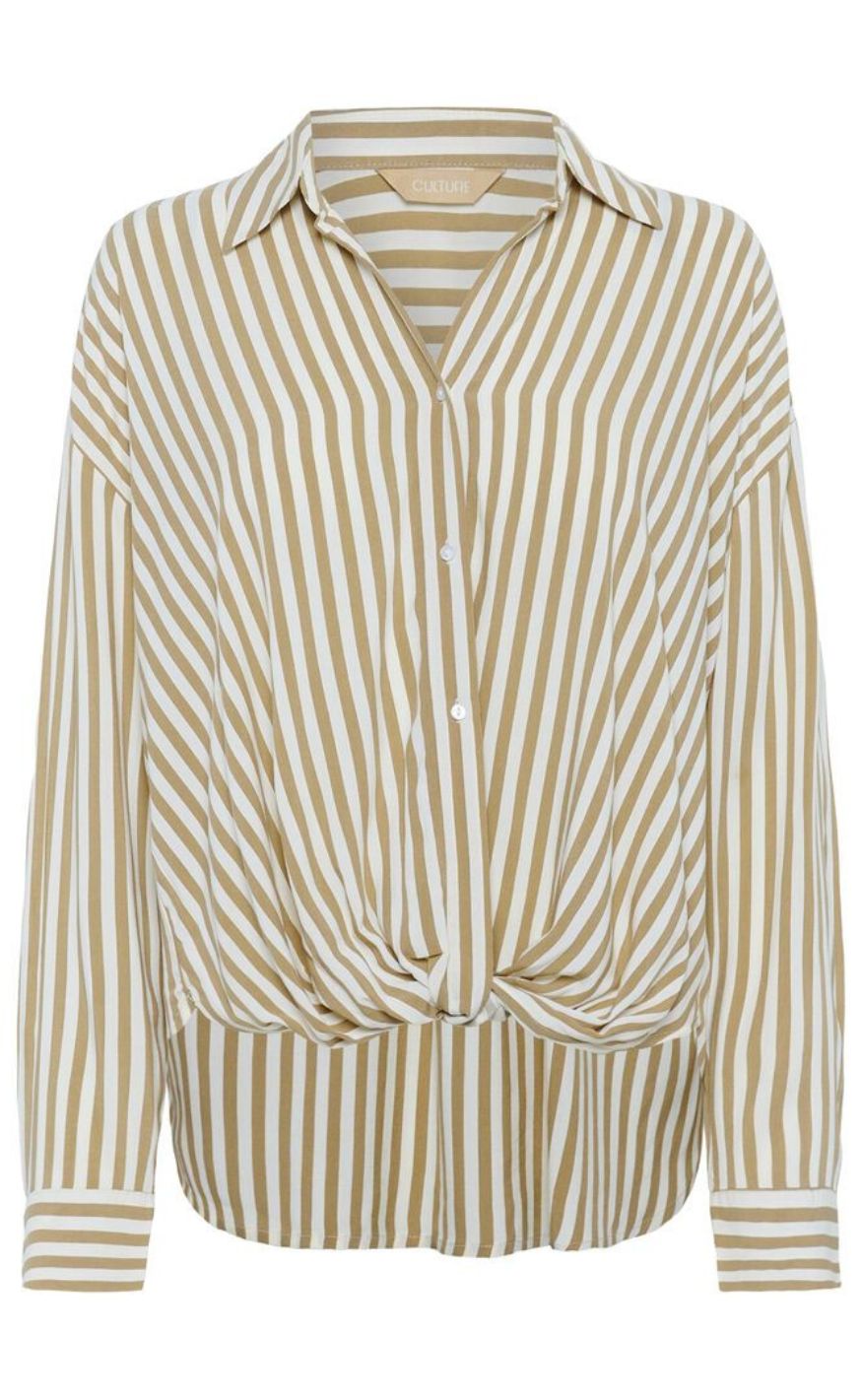 Culture Skjorte - Denia Knot - Dune/White Stripe