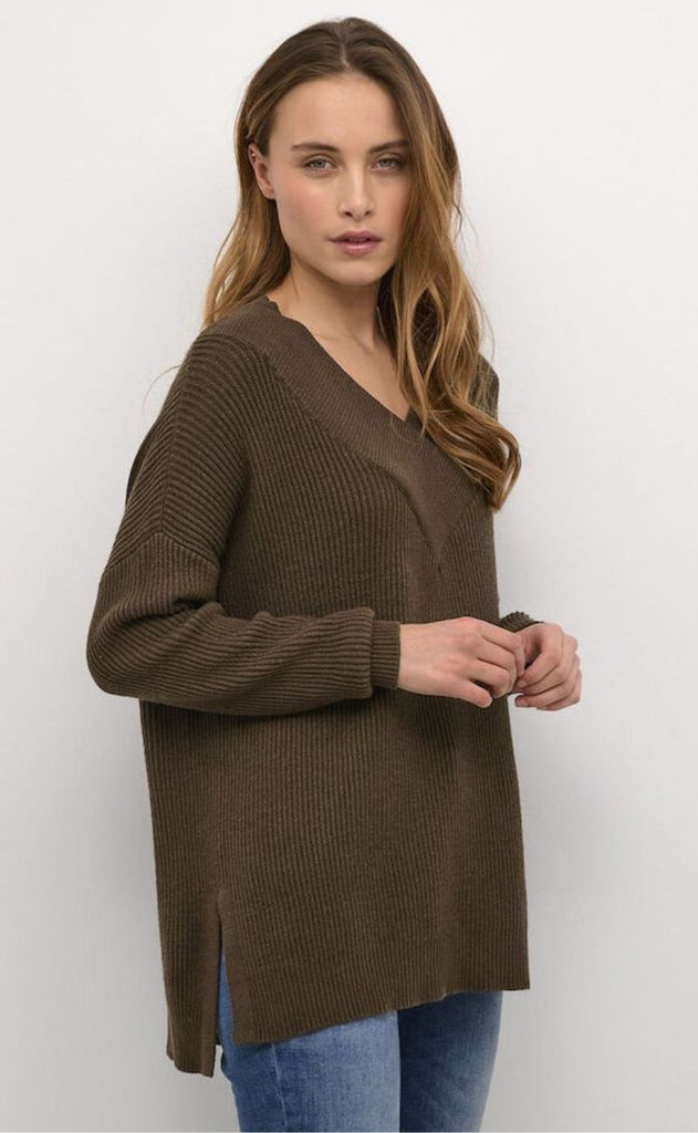 Culture Strik - Olivia V-neck - Demitasse Melange