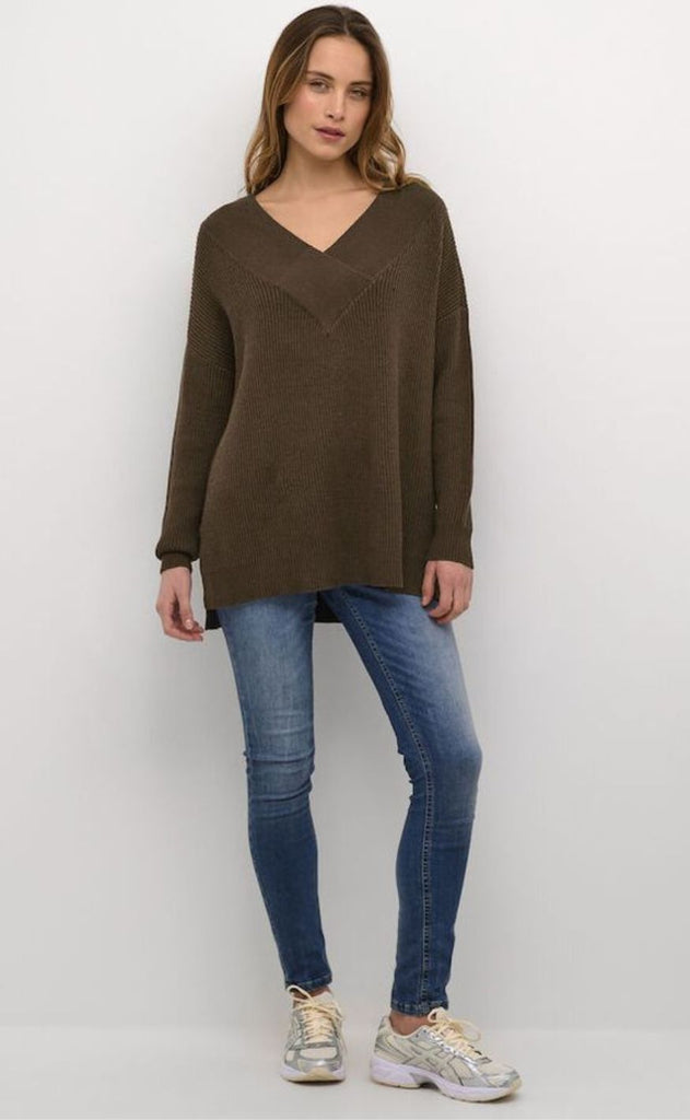 Culture Strik - Olivia V-neck - Demitasse Melange