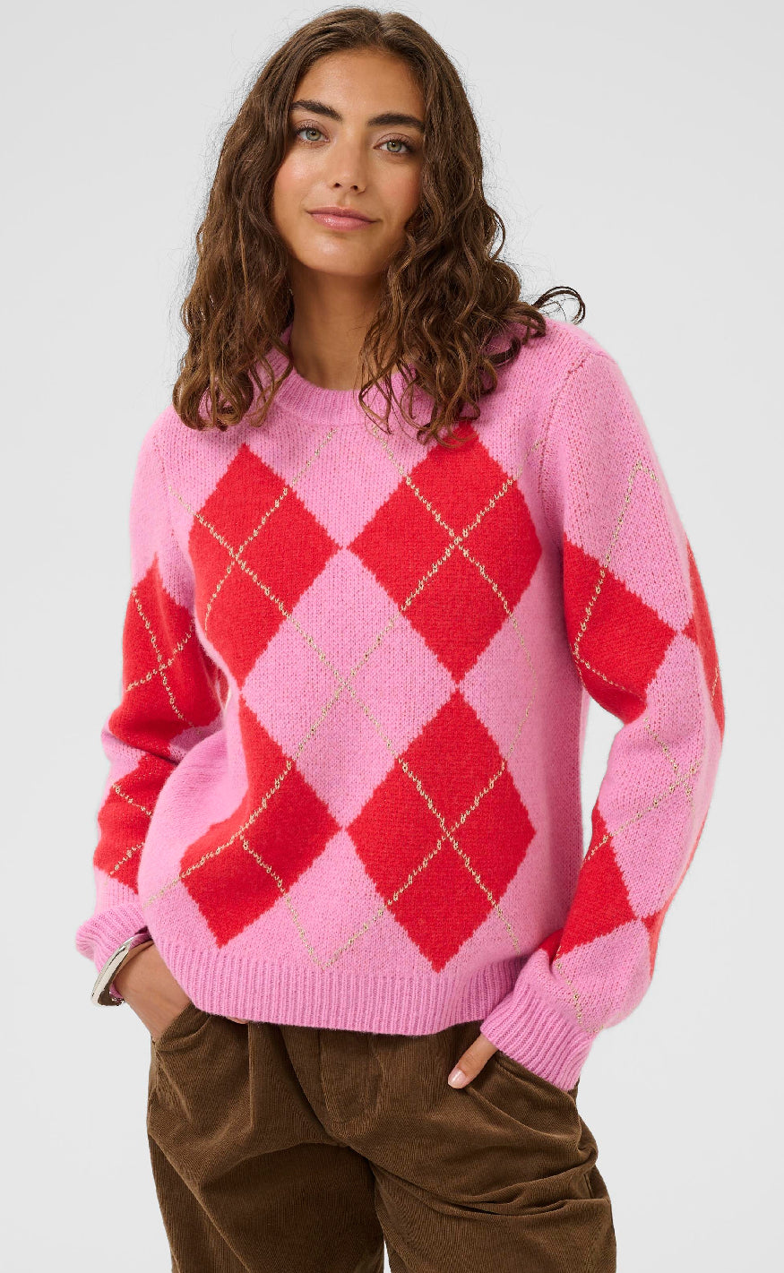 Culture Striktrøje - Harlekin Katrina - Fuchsia Pink Melange