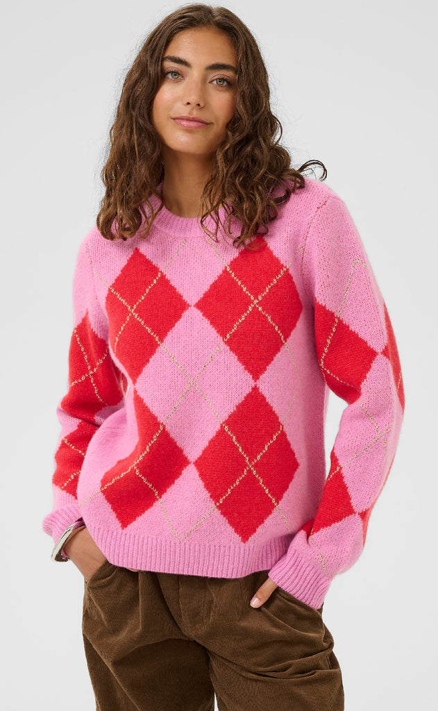 Culture Striktrøje - Harlekin Katrina - Fuchsia Pink Melange