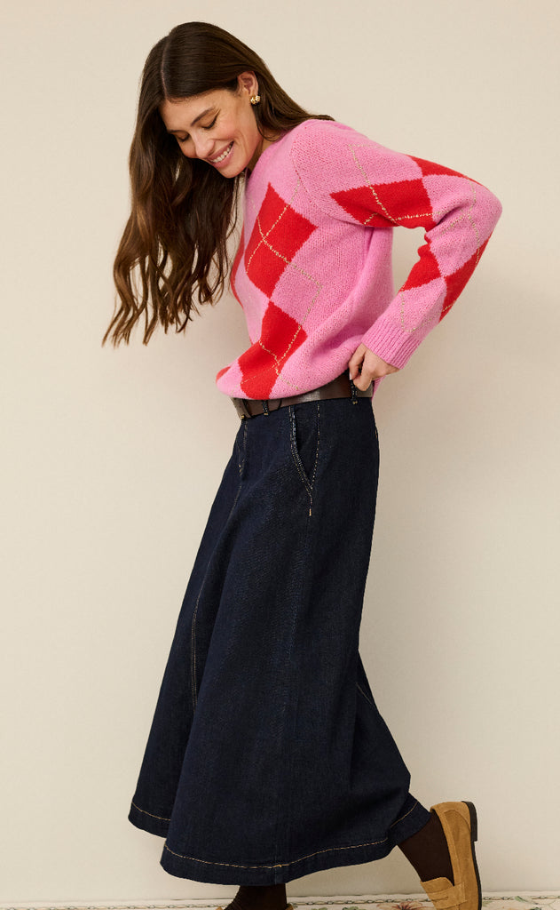 Culture Striktrøje - Harlekin Katrina - Fuchsia Pink Melange