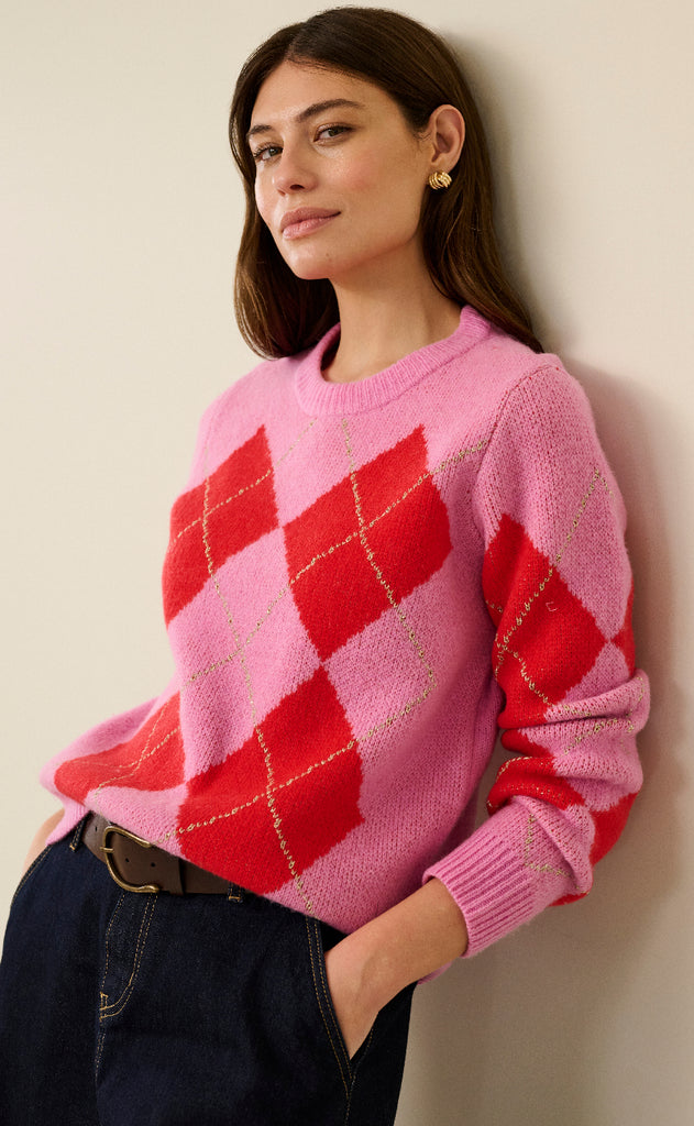 Culture Striktrøje - Harlekin Katrina - Fuchsia Pink Melange