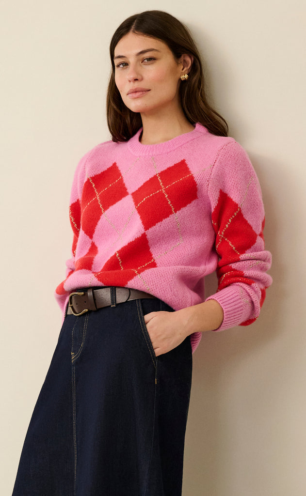 Culture Striktrøje - Harlekin Katrina - Fuchsia Pink Melange