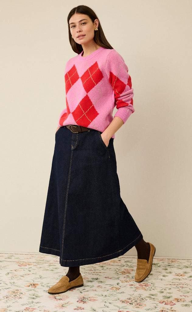 Culture Striktrøje - Harlekin Katrina - Fuchsia Pink Melange