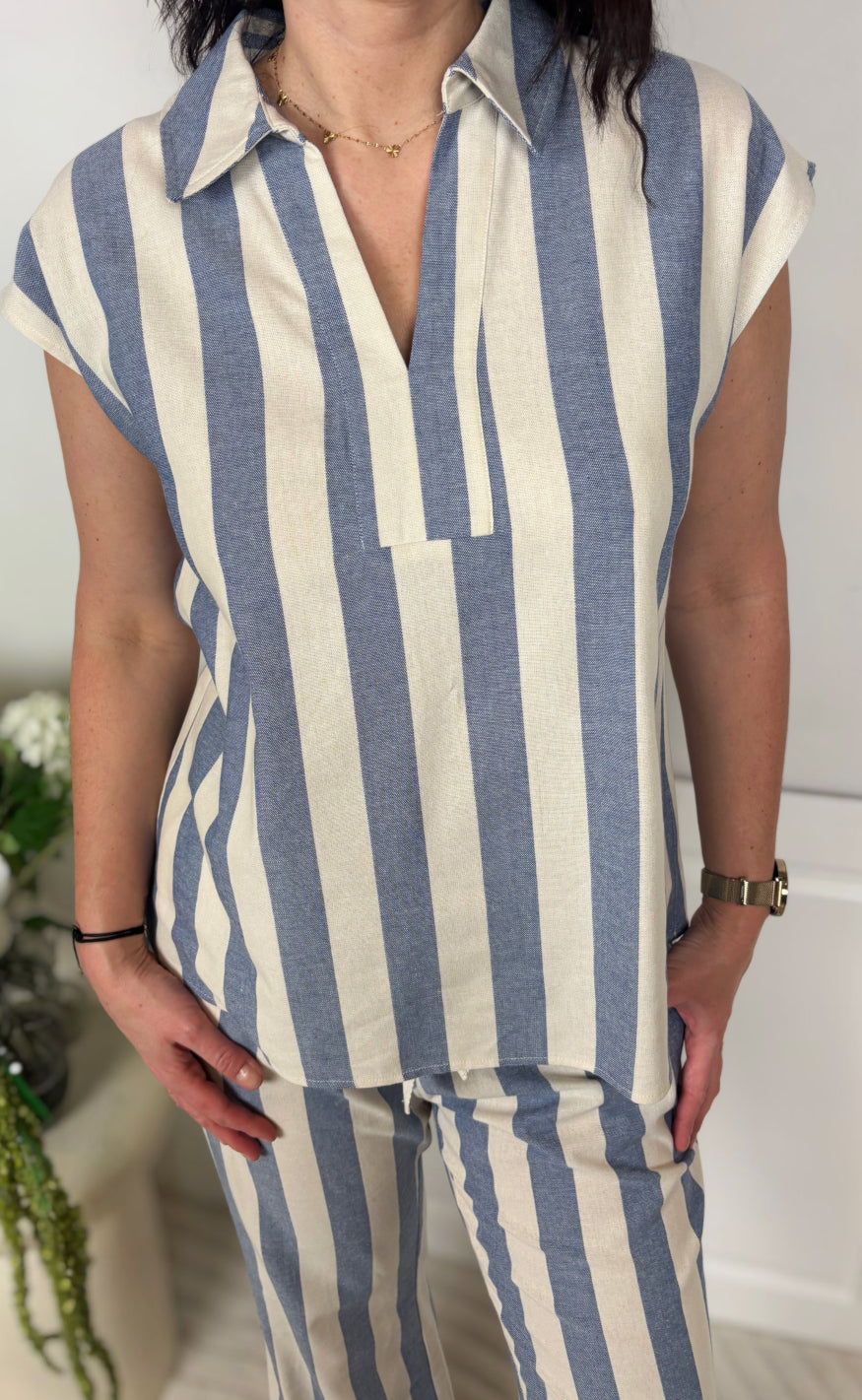 Culture Top - Kapina - Whitecap/Blue Stripe
