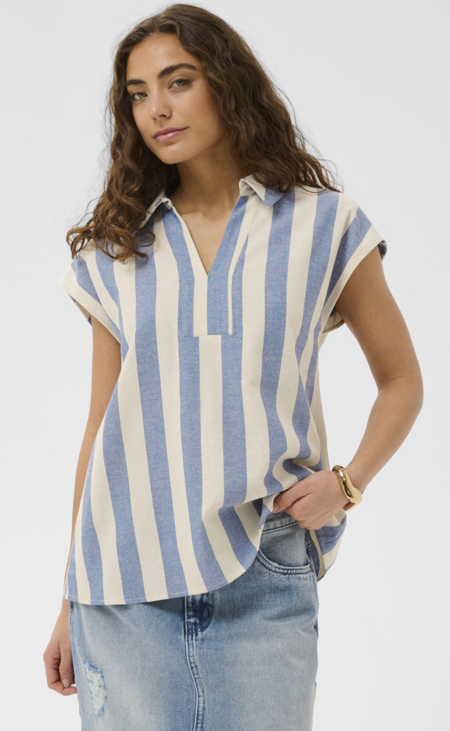 Culture Top - Kapina - Whitecap/Blue Stripe