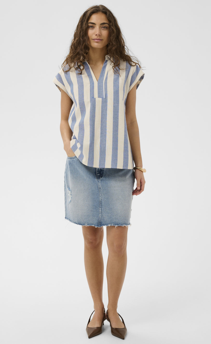 Culture Top - Kapina - Whitecap/Blue Stripe