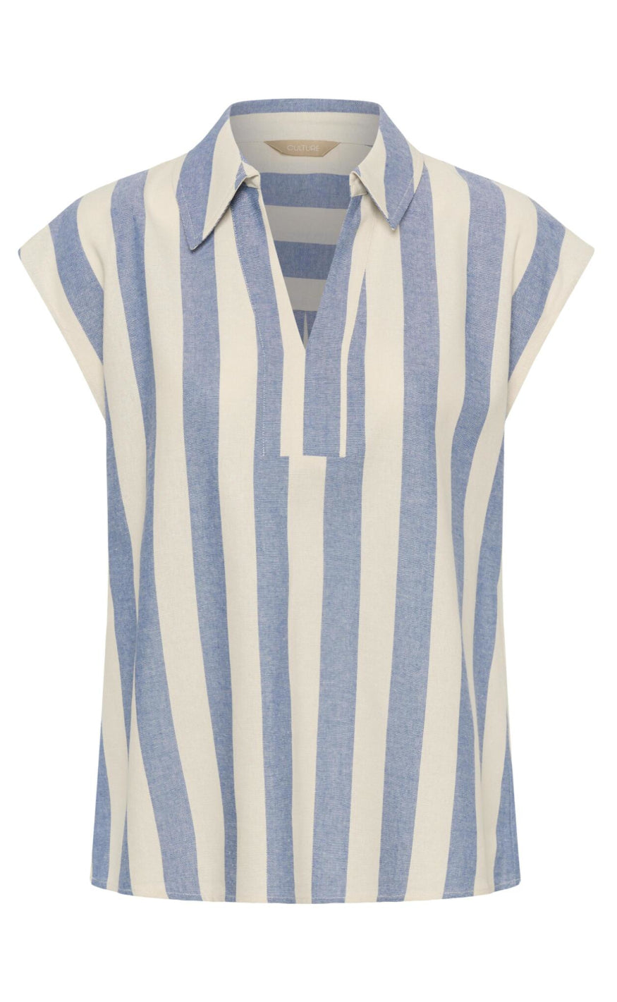 Culture Top - Kapina - Whitecap/Blue Stripe