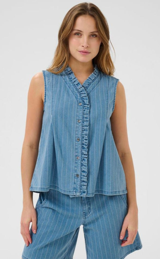 Culture Top - Renny - Light Blue Denim