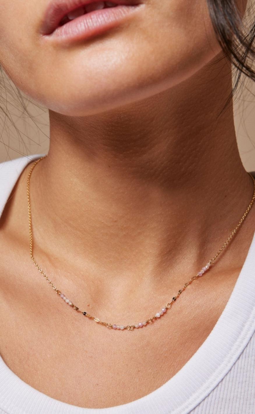 ENAMEL Copenhagen Halskæde - Claire - Moonstone/Rose Pink/Light Champagne