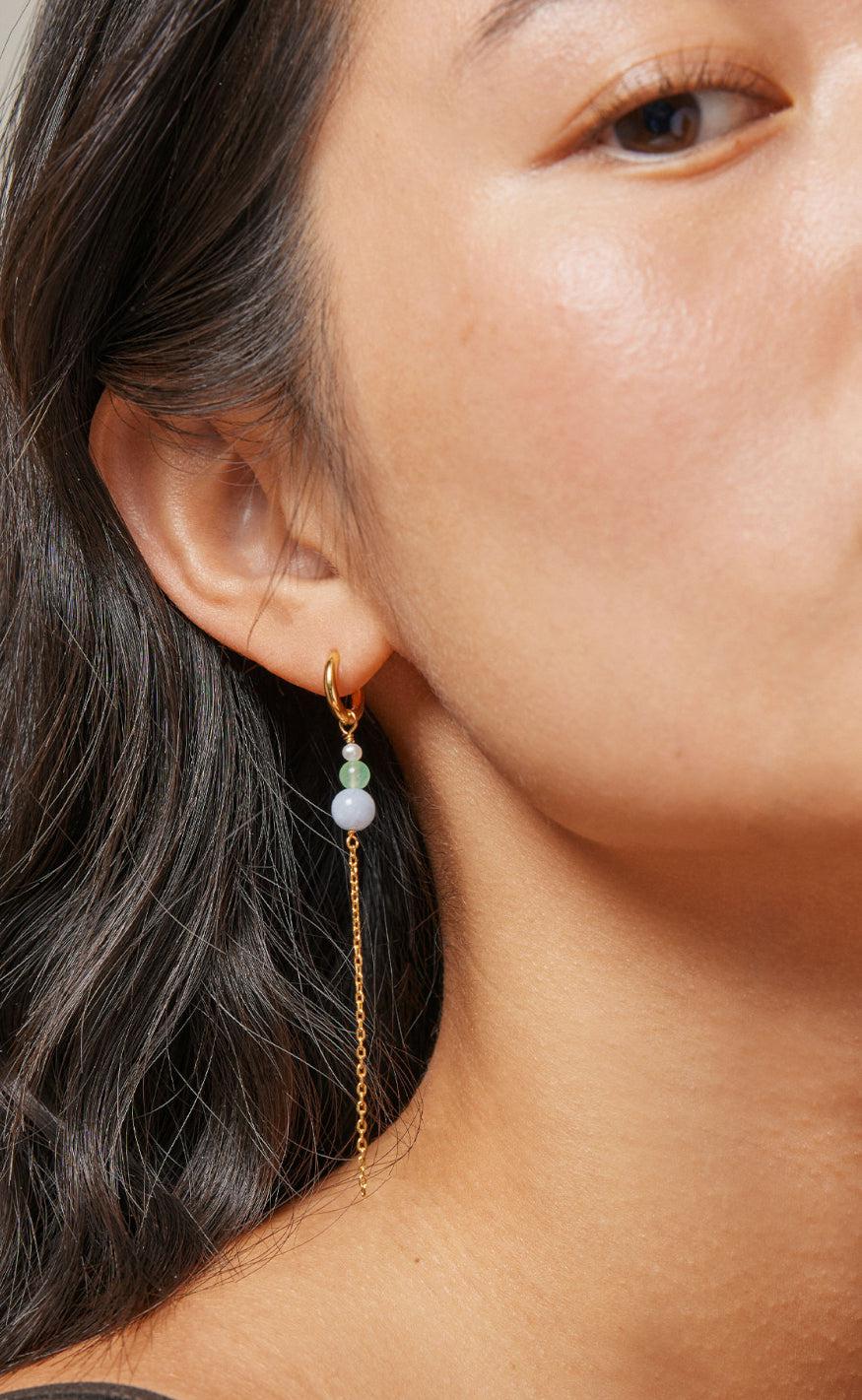 ENAMEL Copenhagen Øreringe - Jana - Pearl/Light Green/Light Blue