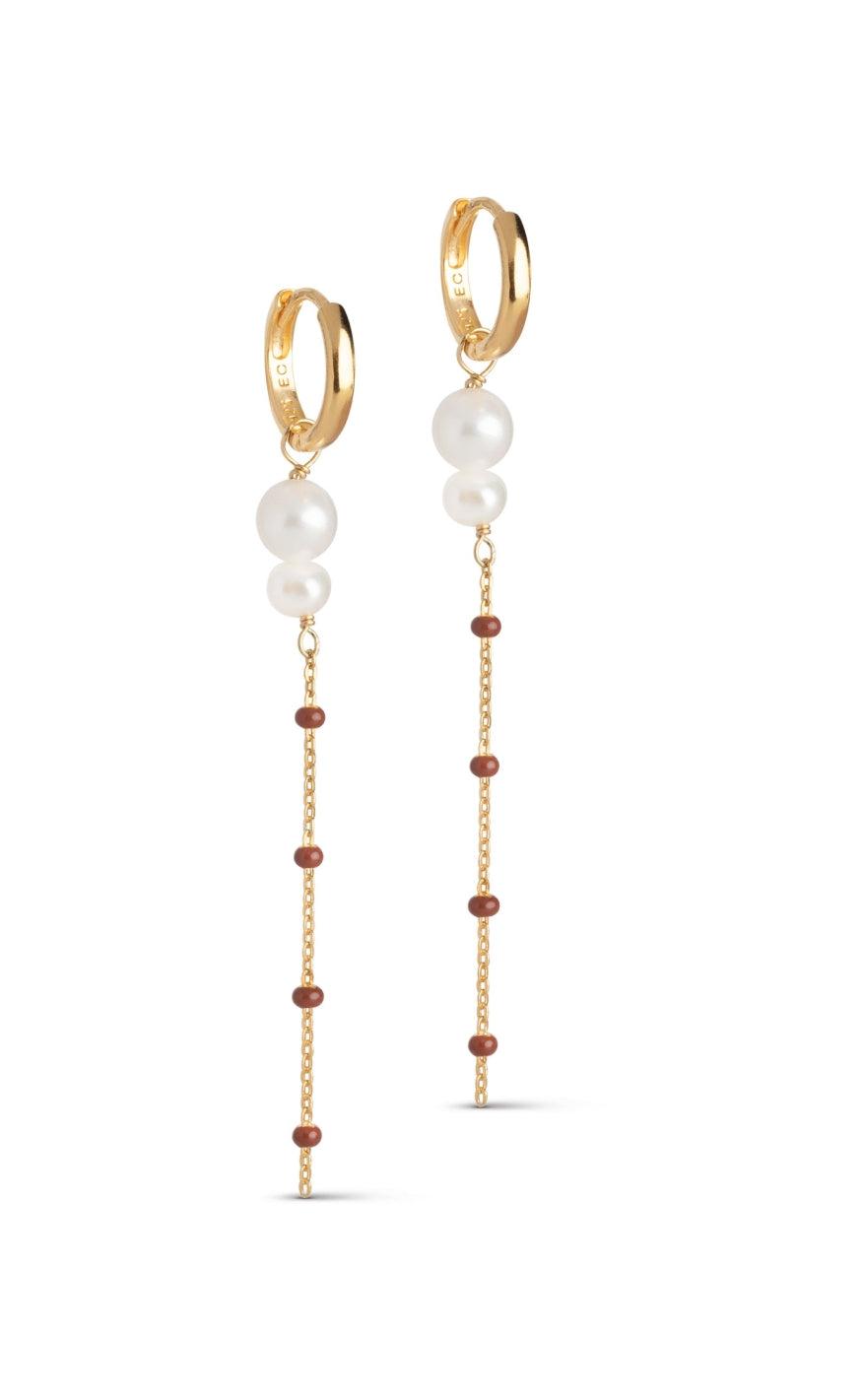 ENAMEL Copenhagen Øreringe - Lola Double Pearl Hoops - Copper