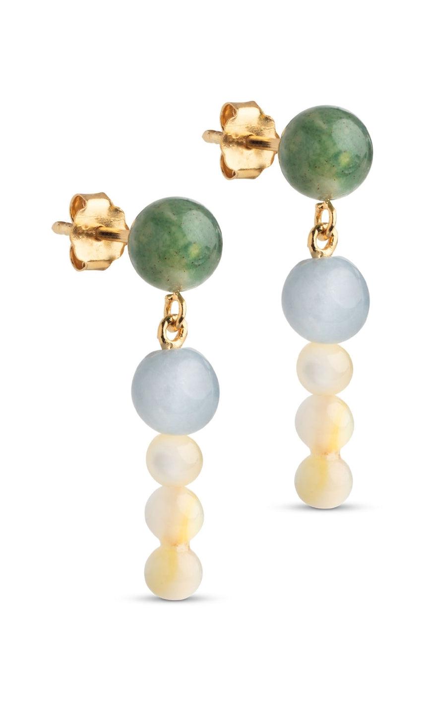 ENAMEL Copenhagen Øreringe - Obi - Khaki Green/Light Blue/Light Yellow