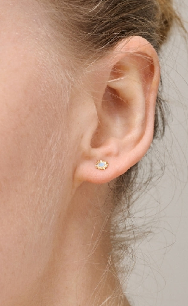 ENAMEL Copenhagen Øreringe - Studs Mini Sunshine - Steel Blue