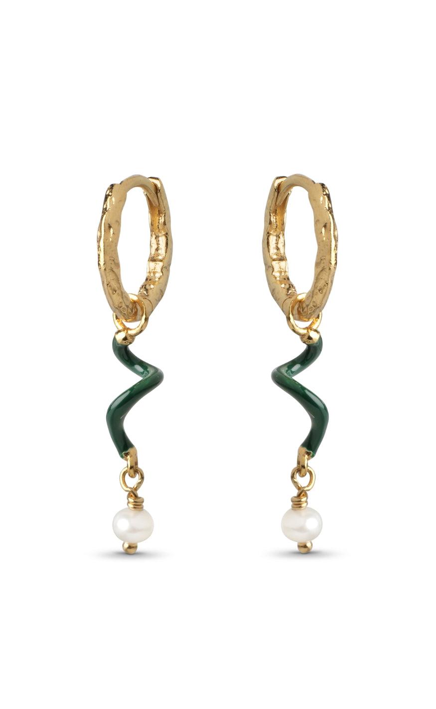 ENAMEL Copenhagen Øreringe - Twist - Petrol Green