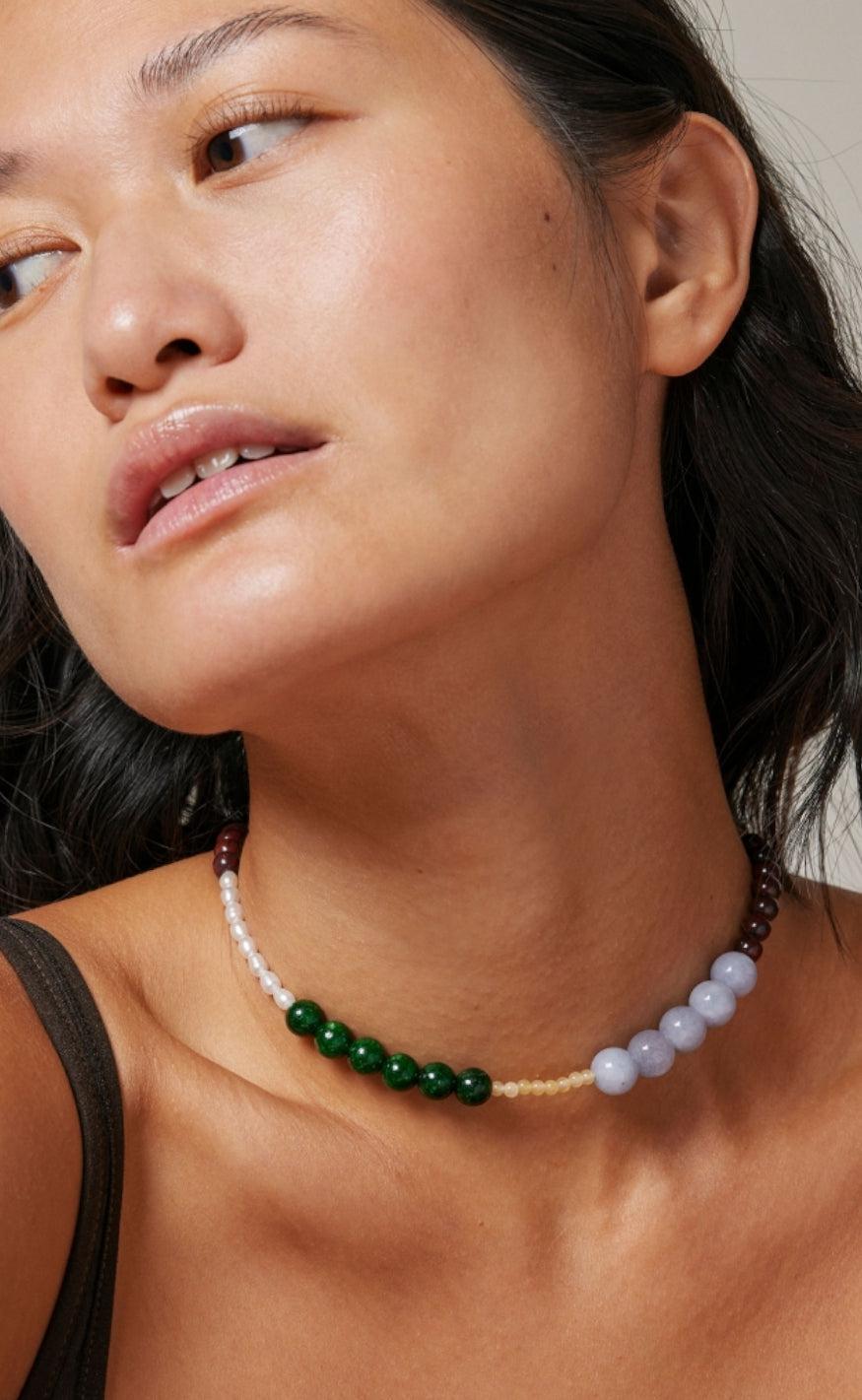 Enamel Copenhagen Halskæde - Marli - Pearls/Light Grey/Brown/Green