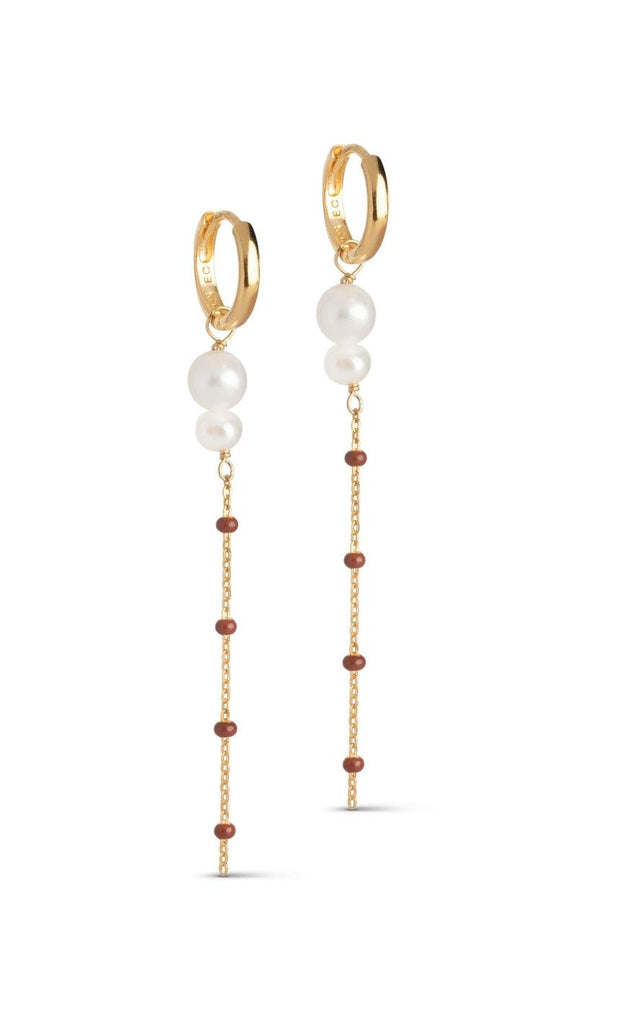 ENAMEL Copenhagen Øreringe - Lola Double Pearl Hoops - Copper